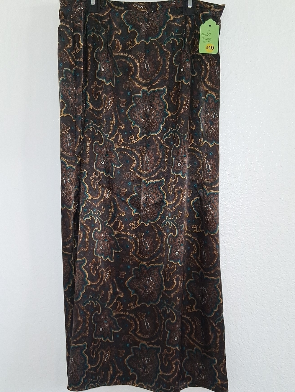 Kathie Lee Collection Brown Paisley Maxi Skirt with Teal Accents